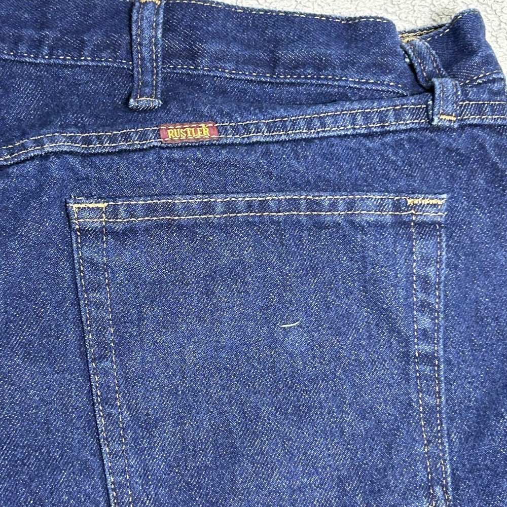 Men's Jeans 48x30 Dark Wash Rustler by Wrangler Classic Regular Fit Straight Leg - Picture 9 of 9